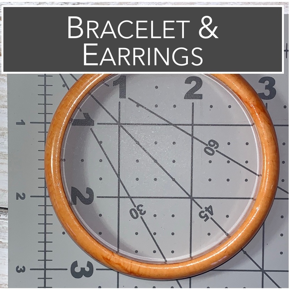 Earrings & Bangle Shades of Orange Wood Bangle & Orange Crystals Silver Earrings - Picture 6 of 9